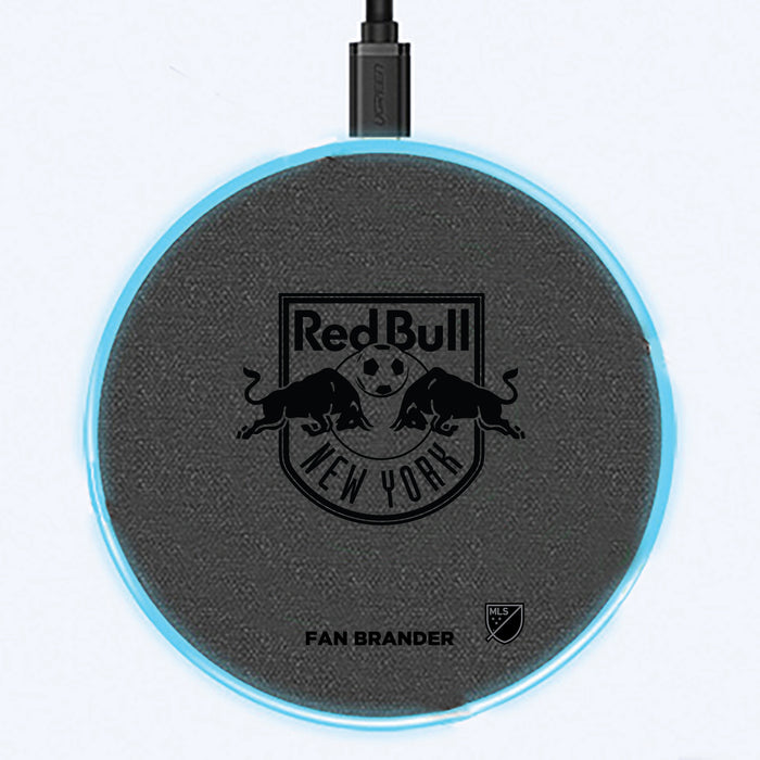 Fan Brander Grey 15W Wireless Charger with New York Red Bulls laser etched Primary Logo