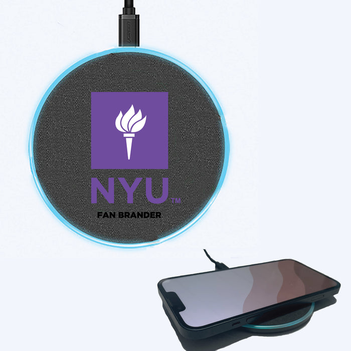 Fan Brander Grey 15W Wireless Charger with NYU Primary Logo