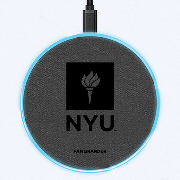 Fan Brander Grey 15W Wireless Charger with NYU laser etched Primary Logo