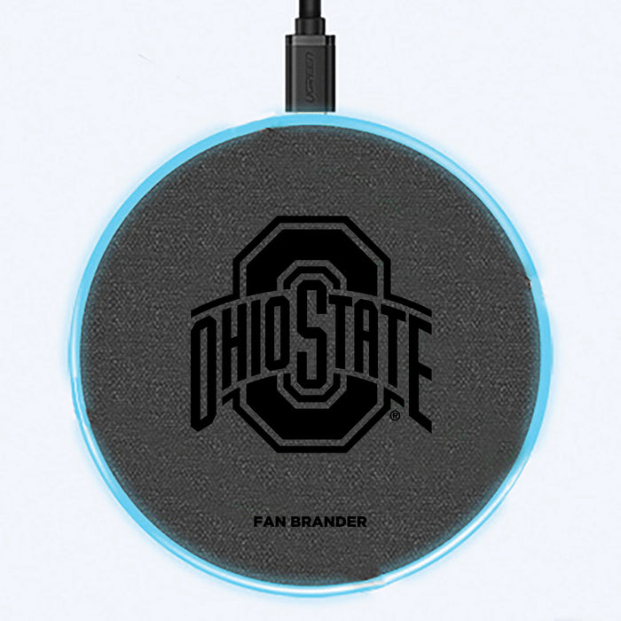 Fan Brander Grey 15W Wireless Charger with Ohio State Buckeyes laser etched Primary Logo
