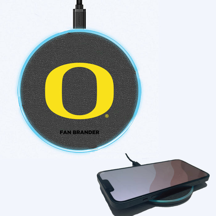 Fan Brander Grey 15W Wireless Charger with Oregon Ducks Primary Logo