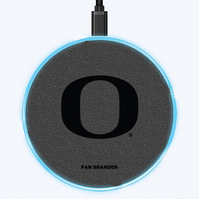 Fan Brander Grey 15W Wireless Charger with Oregon Ducks laser etched Primary Logo