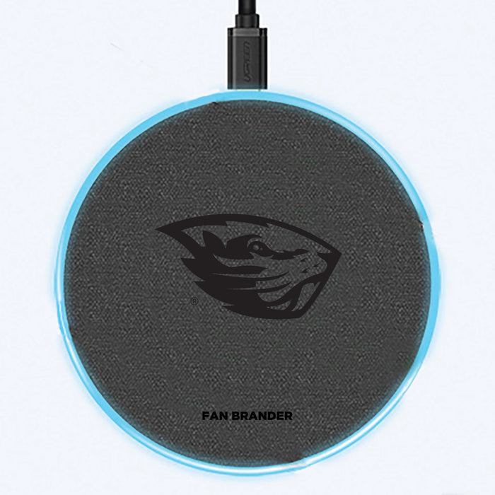 Fan Brander Grey 15W Wireless Charger with Oregon State Beavers Primary Logo