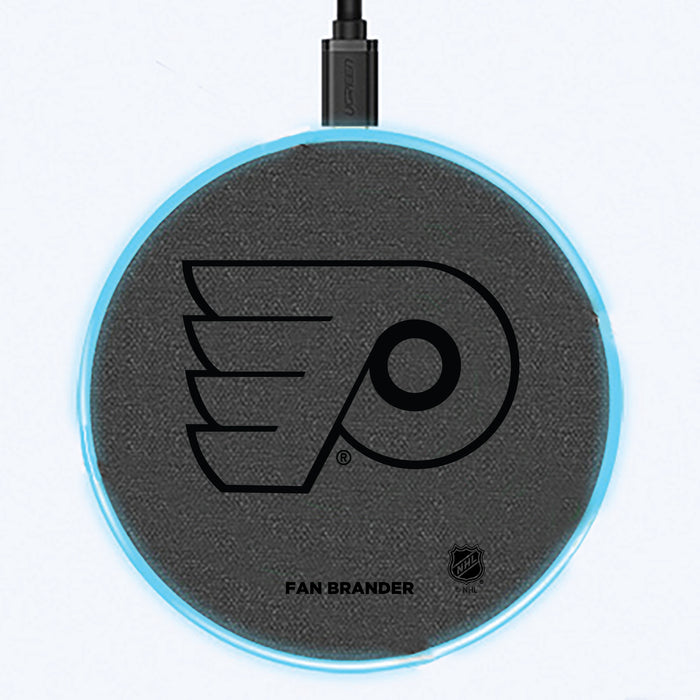 Fan Brander Grey 15W Wireless Charger with Philadelphia Flyers laser etched Primary Logo
