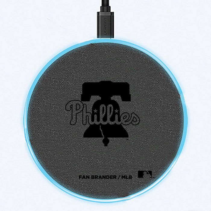 Fan Brander Grey 15W Wireless Charger with Philadelphia Phillies laser etched Primary Logo