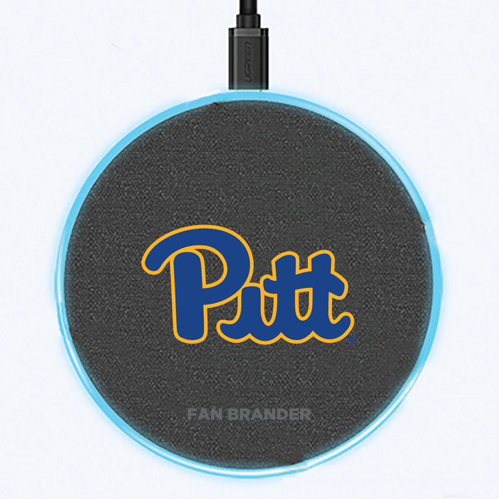 Fan Brander Grey 15W Wireless Charger with Pittsburgh Panthers Primary Logo