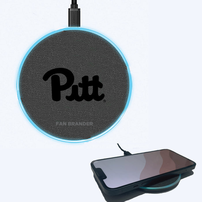 Fan Brander Grey 15W Wireless Charger with Pittsburgh Panthers laser etched Primary Logo
