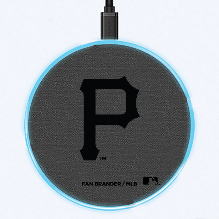 Fan Brander Grey 15W Wireless Charger with Pittsburgh Pirates laser etched Primary Logo