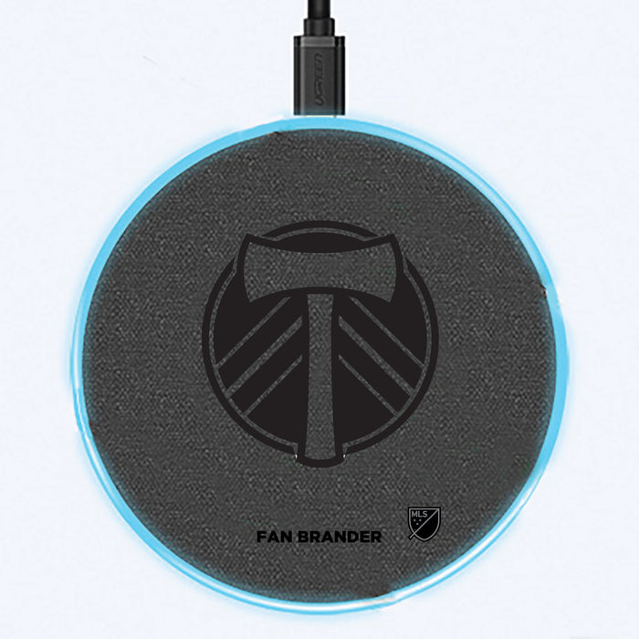Fan Brander Grey 15W Wireless Charger with Portland Timbers laser etched Primary Logo
