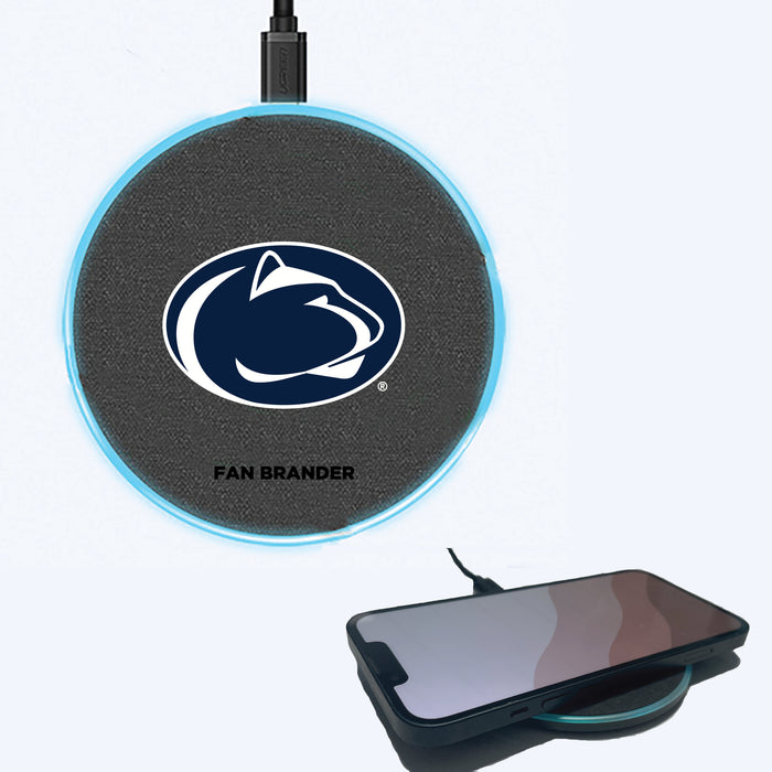Fan Brander Grey 15W Wireless Charger with Penn State Nittany Lions Primary Logo