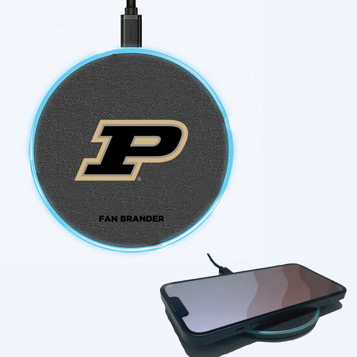 Fan Brander Grey 15W Wireless Charger with Purdue Boilermakers Primary Logo