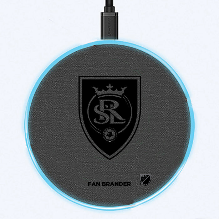 Fan Brander Grey 15W Wireless Charger with Real Salt Lake laser etched Primary Logo