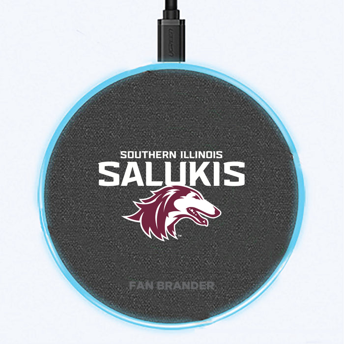Fan Brander Grey 15W Wireless Charger with Southern Illinois Salukis Primary Logo