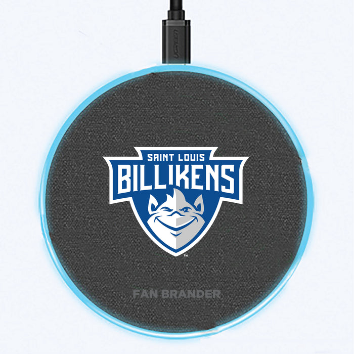 Fan Brander Grey 15W Wireless Charger with Saint Louis Billikens Primary Logo