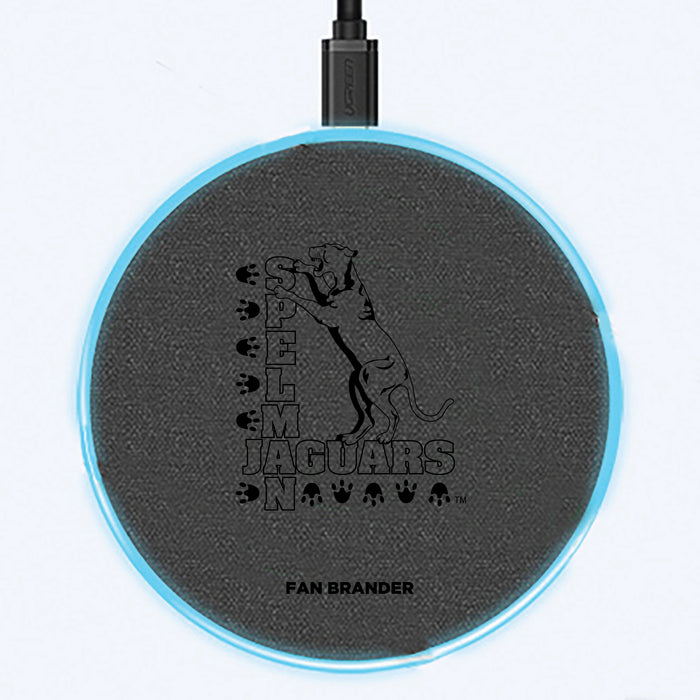 Fan Brander Grey 15W Wireless Charger with Spelman College Jaguars laser etched Primary Logo