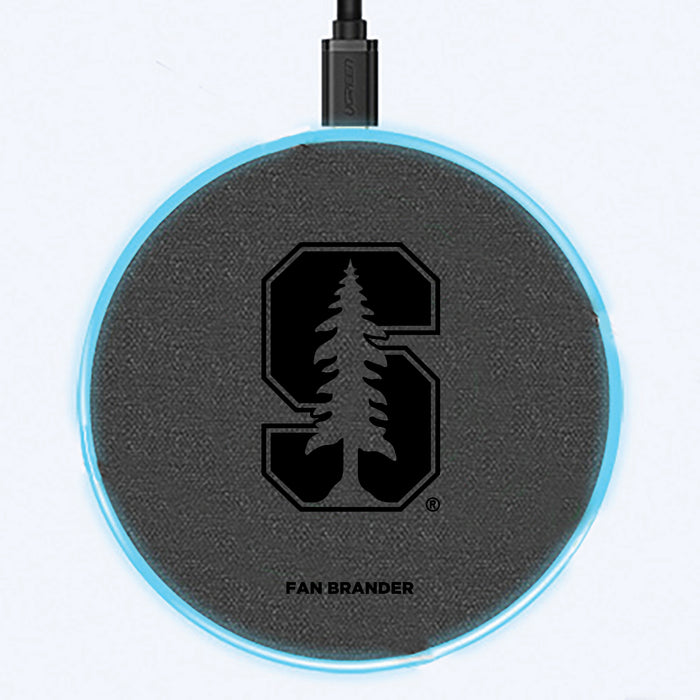 Fan Brander Grey 15W Wireless Charger with Stanford Cardinal laser etched Primary Logo