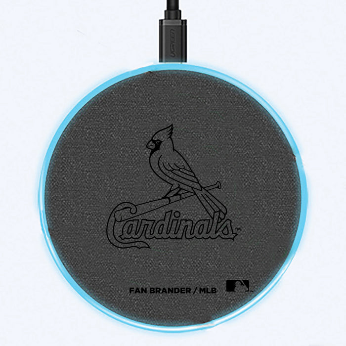 Fan Brander Grey 15W Wireless Charger with St. Louis Cardinals laser etched Primary Logo