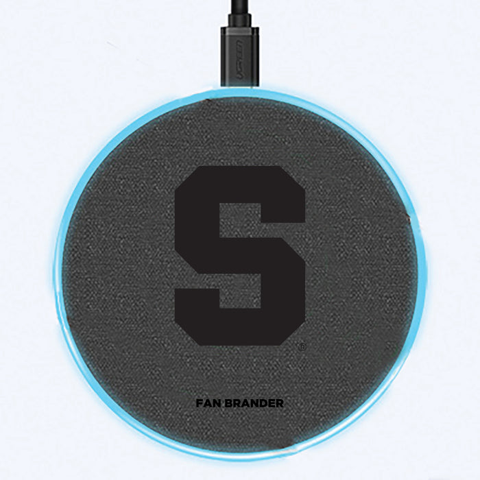 Fan Brander Grey 15W Wireless Charger with Syracuse Orange laser etched Primary Logo