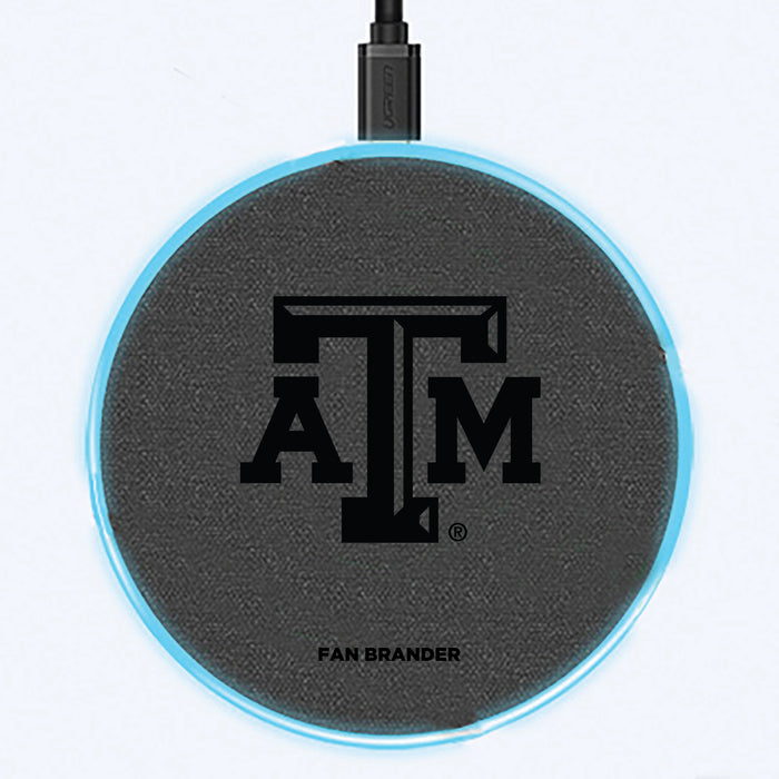 Fan Brander Grey 15W Wireless Charger with Texas A&M Aggies laser etched Primary Logo