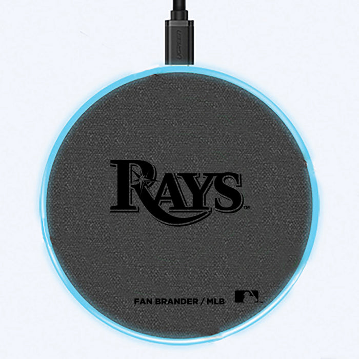 Fan Brander Grey 15W Wireless Charger with Tampa Bay Rays laser etched Primary Logo
