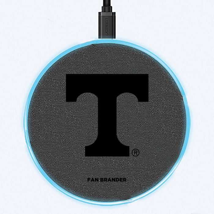Fan Brander Grey 15W Wireless Charger with Tennessee Vols laser etched Primary Logo