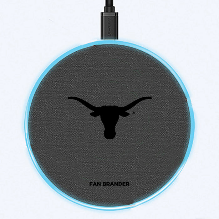 Fan Brander Grey 15W Wireless Charger with Texas Longhorns  laser etched Primary Logo