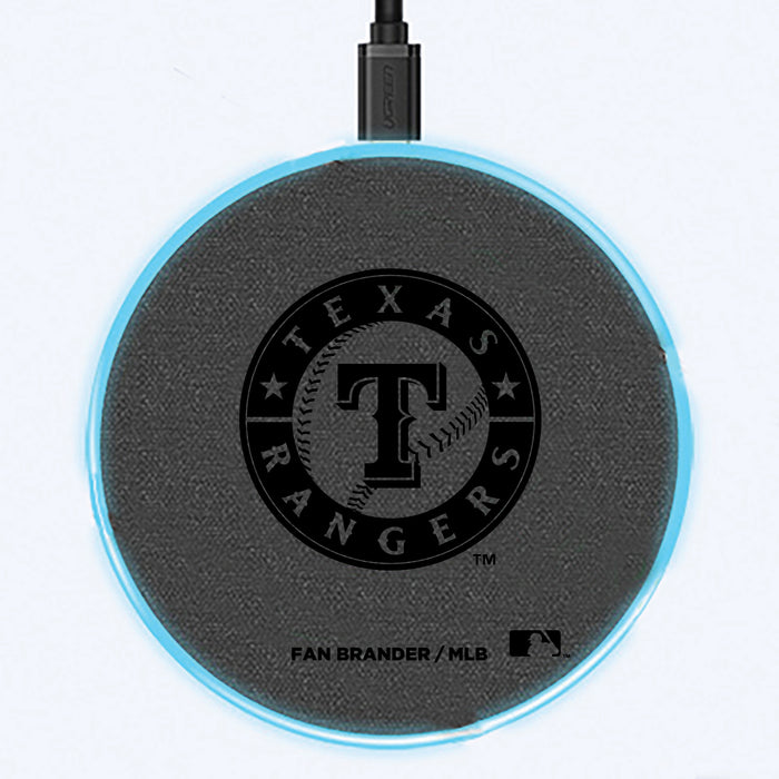 Fan Brander Grey 15W Wireless Charger with Texas Rangers laser etched Primary Logo