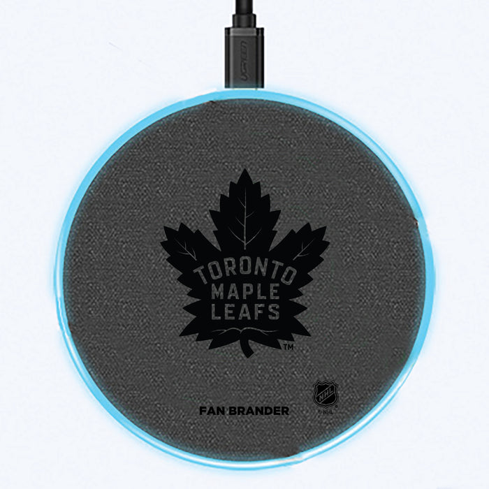 Fan Brander Grey 15W Wireless Charger with Toronto Maple Leafs laser etched Primary Logo