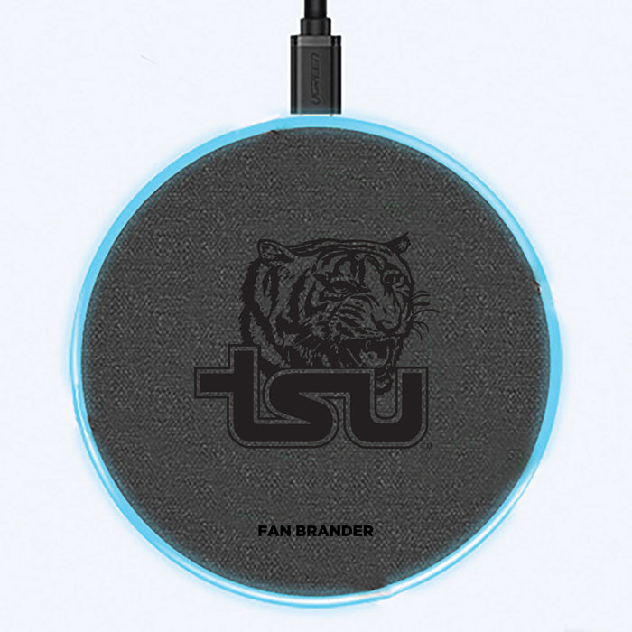 Fan Brander Grey 15W Wireless Charger with Tennessee State Tigers laser etched Primary Logo