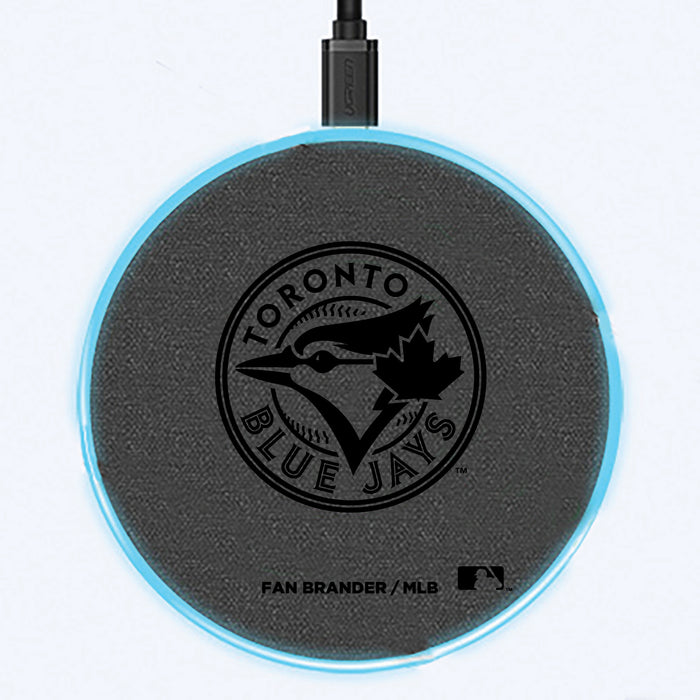 Fan Brander Grey 15W Wireless Charger with Toronto Blue Jays laser etched Primary Logo
