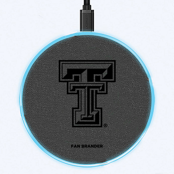 Fan Brander Grey 15W Wireless Charger with Texas Tech Red Raiders laser etched Primary Logo