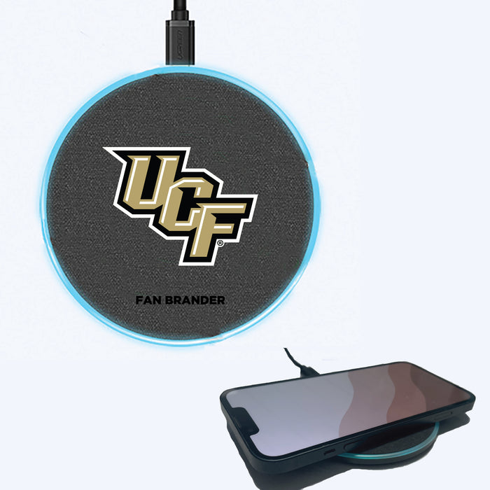 Fan Brander Grey 15W Wireless Charger with UCF Knights Primary Logo