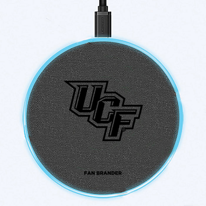 Fan Brander Grey 15W Wireless Charger with UCF Knights laser etched Primary Logo