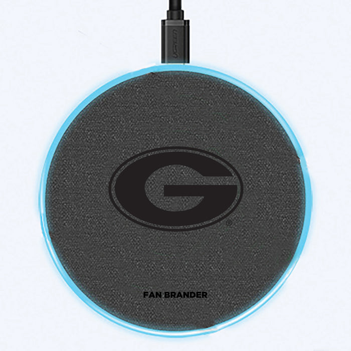 Fan Brander Grey 15W Wireless Charger with Georgia Bulldogs laser etched Primary Logo