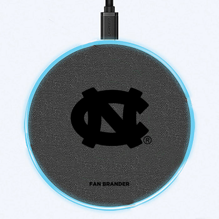 Fan Brander Grey 15W Wireless Charger with UNC Tar Heels laser etched Primary Logo