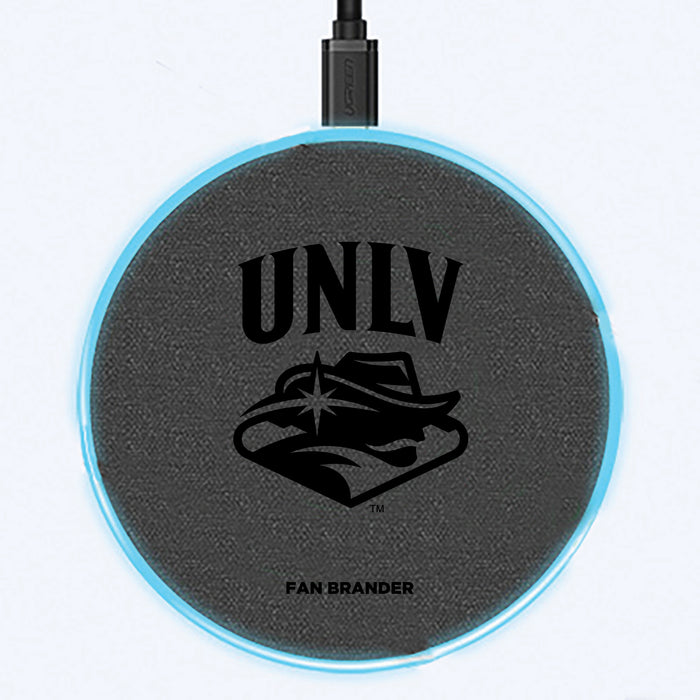 Fan Brander Grey 15W Wireless Charger with UNLV Rebels laser etched Primary Logo