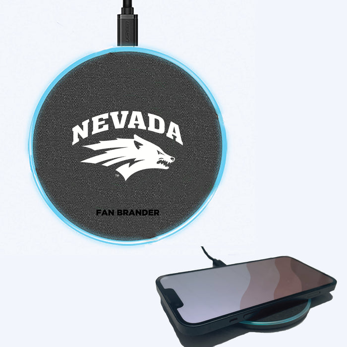 Fan Brander Grey 15W Wireless Charger with Nevada Wolf Pack Primary Logo