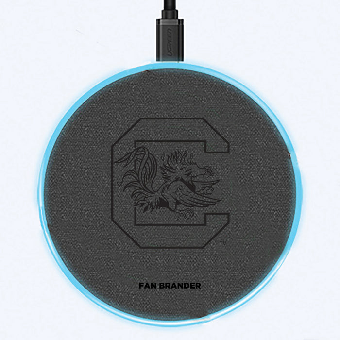 Fan Brander Grey 15W Wireless Charger with South Carolina Gamecocks laser etched Primary Logo