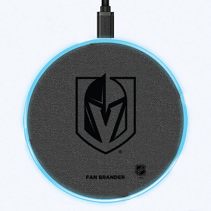 Fan Brander Grey 15W Wireless Charger with Vegas Golden Knights laser etched Primary Logo