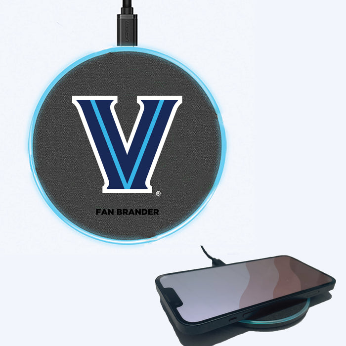 Fan Brander Grey 15W Wireless Charger with Villanova University Primary Logo