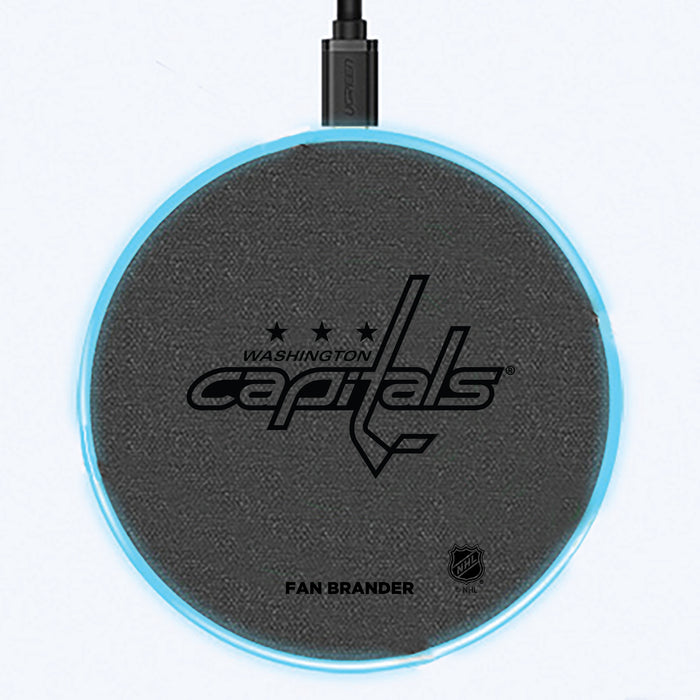 Fan Brander Grey 15W Wireless Charger with Washington Capitals laser etched Primary Logo