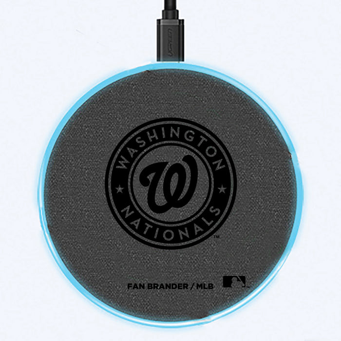 Fan Brander Grey 15W Wireless Charger with Washington Nationals laser etched Primary Logo
