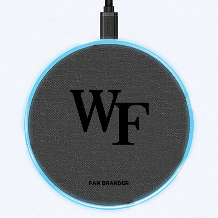 Fan Brander Grey 15W Wireless Charger with Wake Forest Demon Deacons laser etched Primary Logo