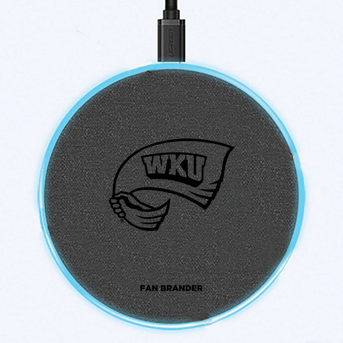 Fan Brander Grey 15W Wireless Charger with Western Kentucky Hilltoppers laser etched Primary Logo