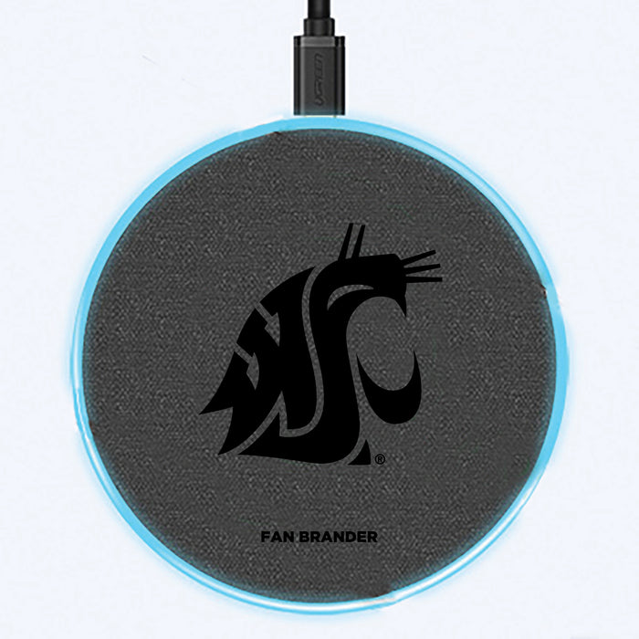 Fan Brander Grey 15W Wireless Charger with Washington State Cougars laser etched Primary Logo