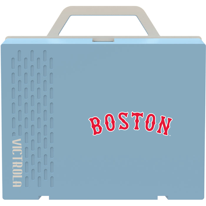Victrola Re-Spin Sustainable Bluetooth Suitcase Record Player with Boston Red Sox Wordmark Logo
