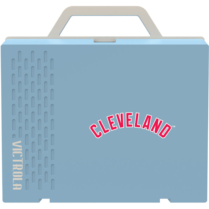 Victrola Re-Spin Sustainable Bluetooth Suitcase Record Player with Cleveland Indians Wordmark Logo