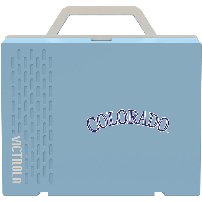 Victrola Re-Spin Sustainable Bluetooth Suitcase Record Player with Colorado Rockies Wordmark Logo