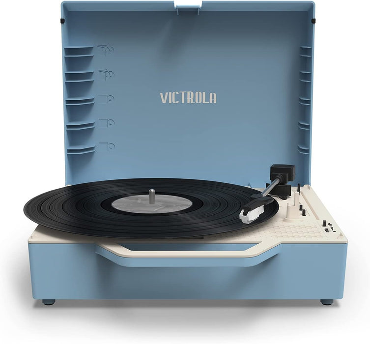 Victrola Re-Spin Sustainable Bluetooth Suitcase Record Player with Toronto Blue Jays Primary Logo