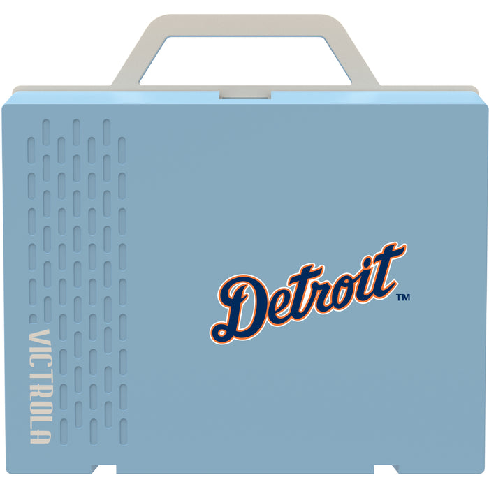 Victrola Re-Spin Sustainable Bluetooth Suitcase Record Player with Detroit Tigers Wordmark Logo